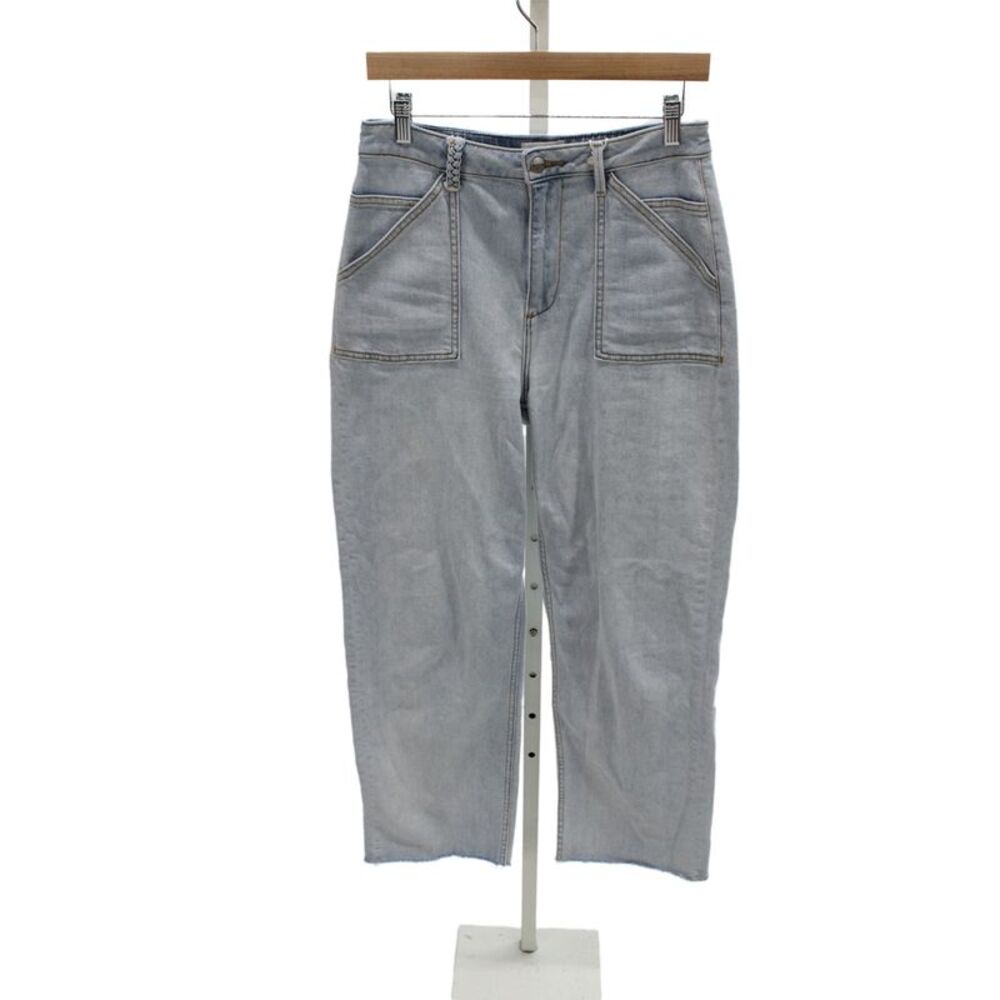 Driftwood Unisex Cropped Straight Jeans Light Blue High Rise 95% Cotton Size 28